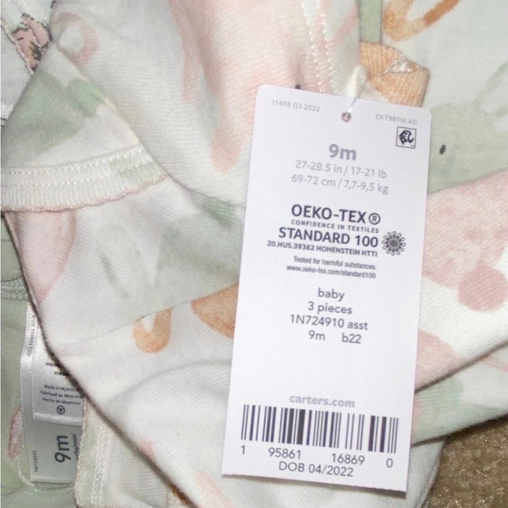 Carters Easter outfit 3 piece set baby girls 9 months easter bunny floral NWT - Picture 4 of 5